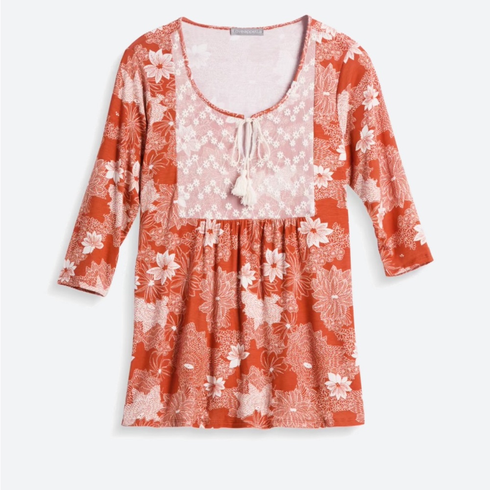 Loveapella Weaber Lace Detail Knit Top - M